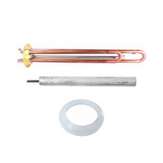 Комплект ТЭН RF 2000W(700+1300), TW PREMIUM, медь, D64мм, М4, клеммы под винт, L305мм, 220V+ прокладка + анод, 50854K – фото 22